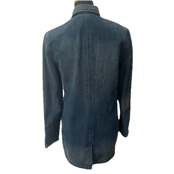 Ralph Lauren Vintage Denim Long Coat Button Front Small Collared - Picture 5 of 9